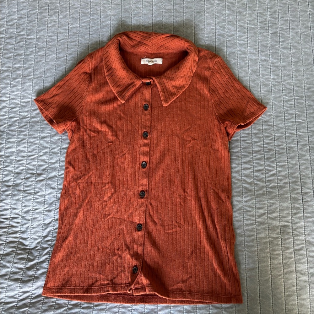 Madewell Rust Ribbed Knit Top